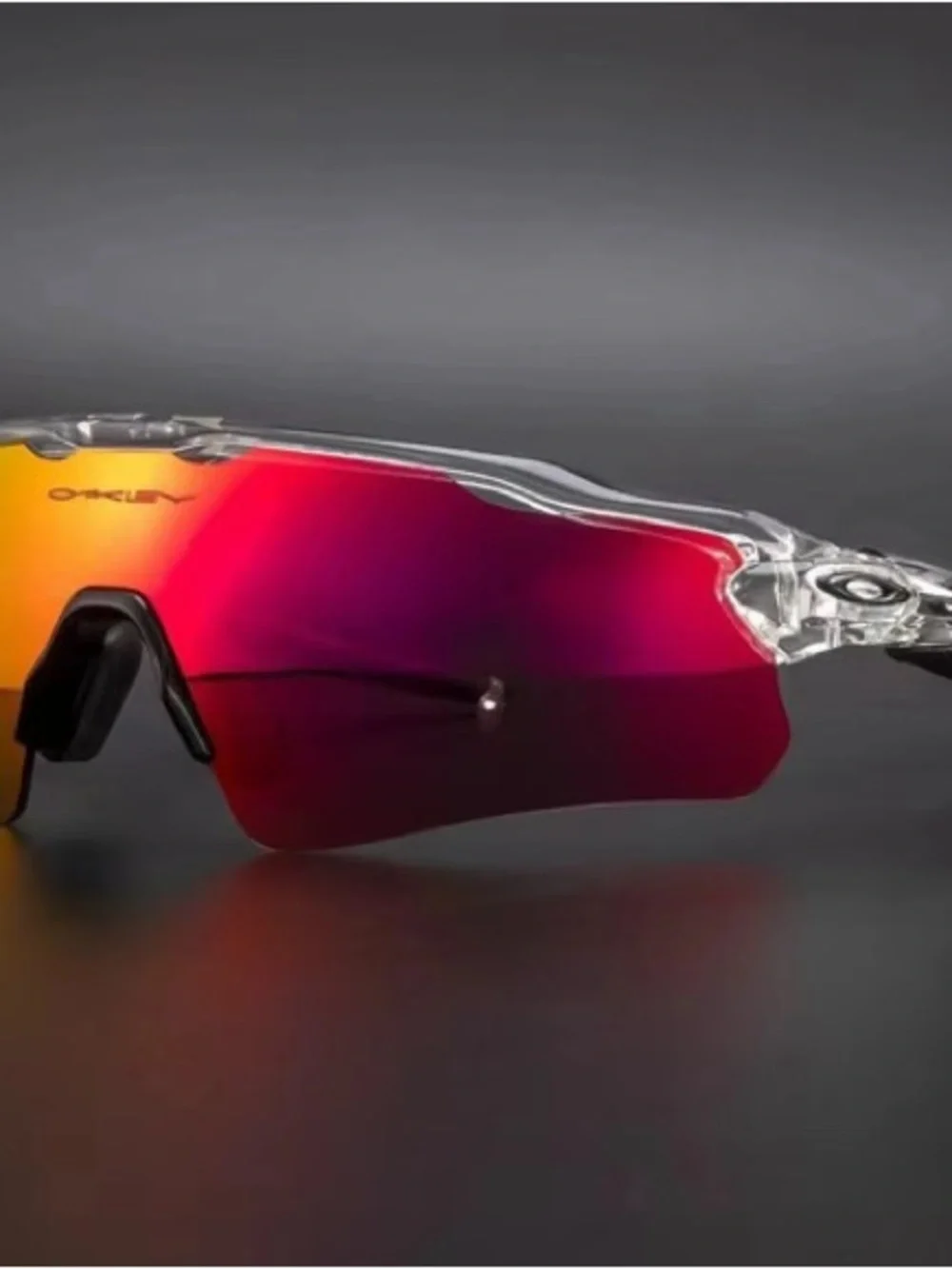 Oakley Matte Black Sunglasses with Red-Orange Gradient Lens